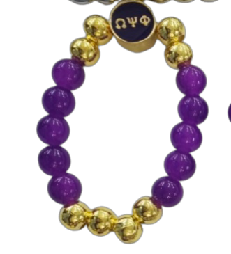 Omega Round Beaded Bracelet Purple Gold