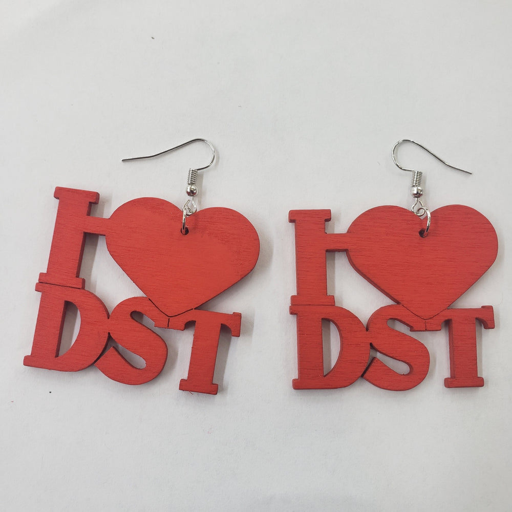 DST I Heart Wooden Earring