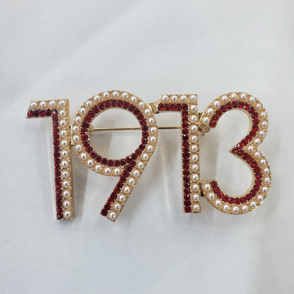 DST Pearl Rhinestone 1913 Brooch