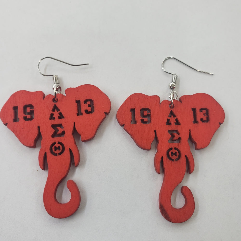 DST Elephant Wooden Earrings