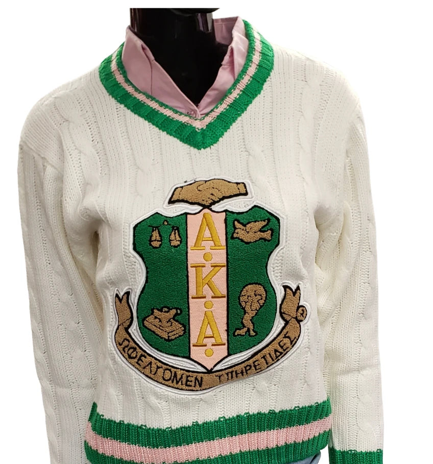 Cream Knit V-Neck Sweater