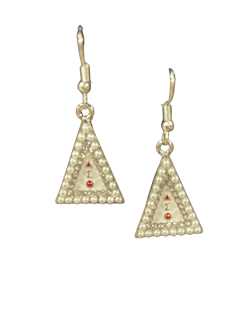 DST White Pearl Pyramid Earrings