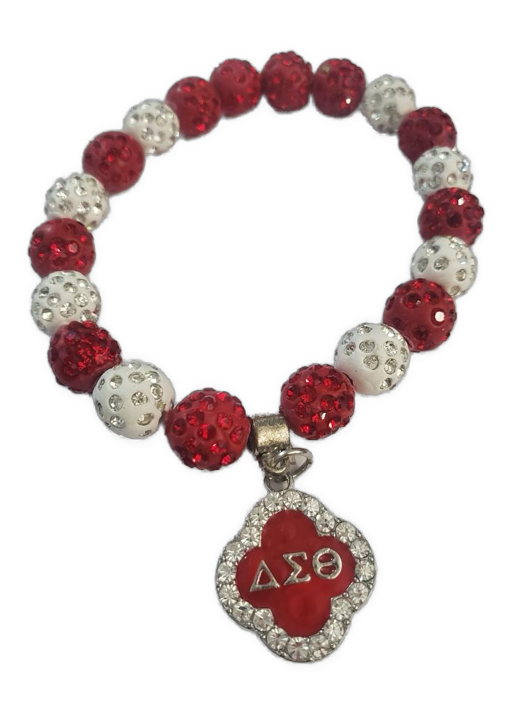 DST Red & White Beaded Bracelet