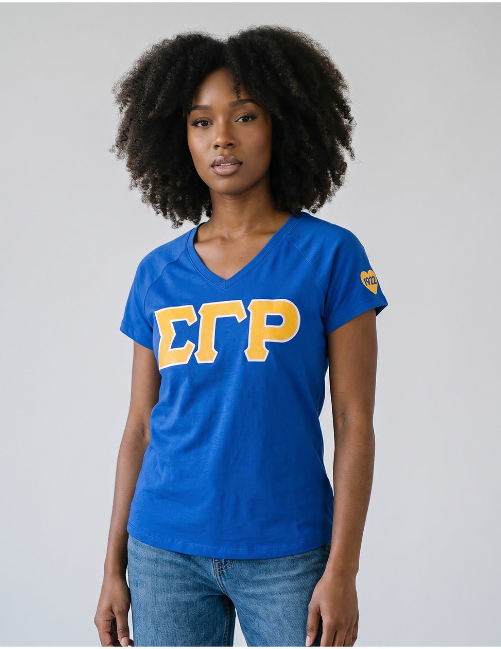 SGRHO V-Neck Glitter Letters Tee