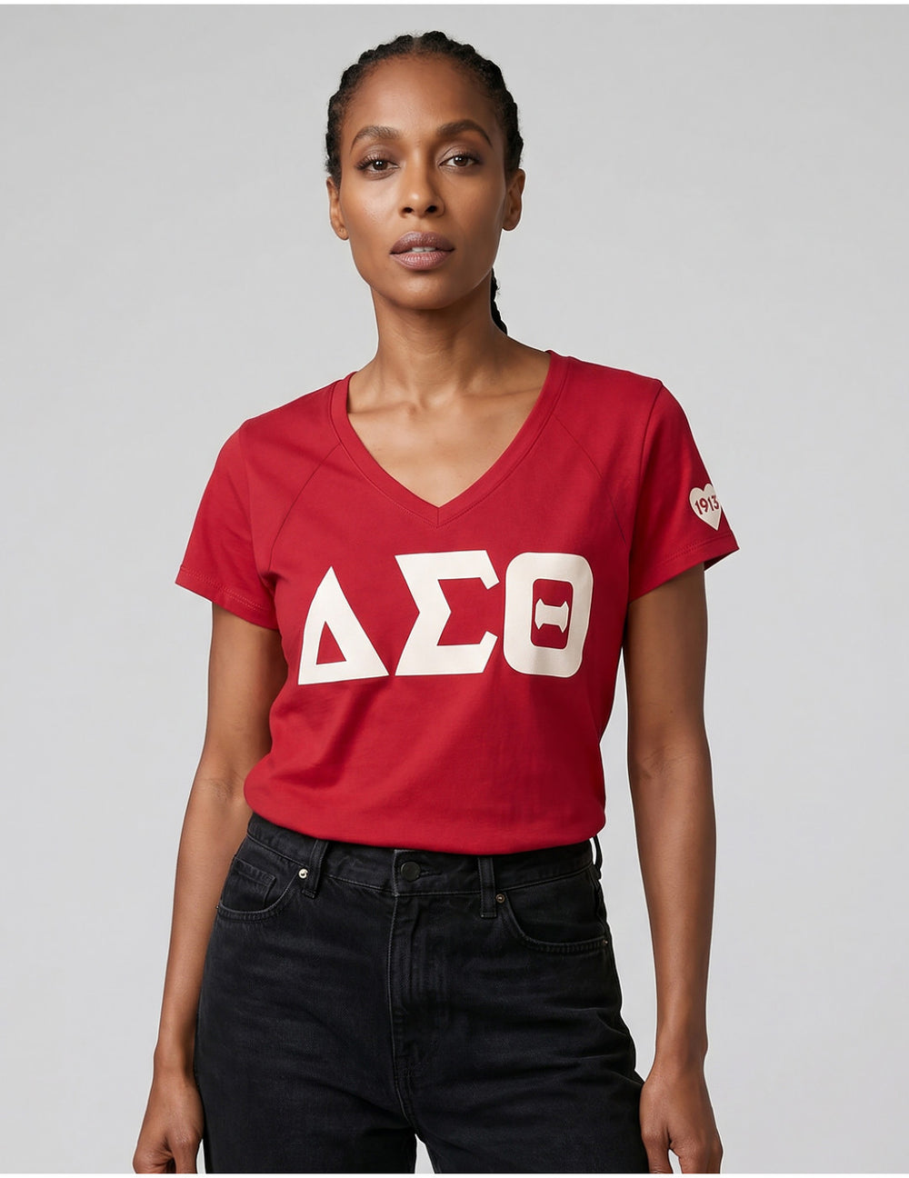 V-Neck Glitter Letters Tee